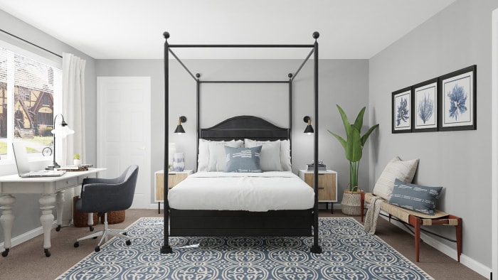 Bedroom + Home Office: Coastal Master Bedroom Design View 3 By Spacejoy