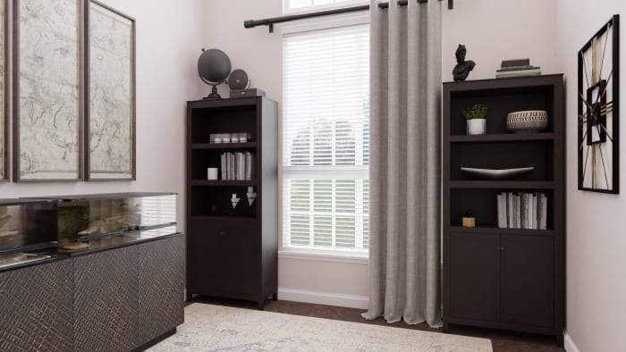 Masculine Workspace: Urban Rustic Home Office Design View 3 By Spacejoy