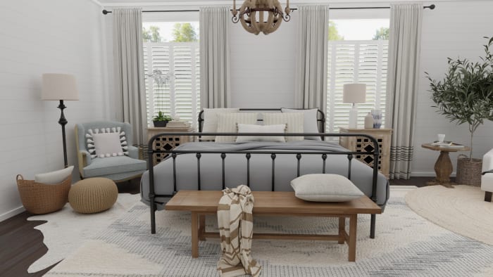 Weekend Retreat: French Country Farmhouse Bedroom Design View 2 By Spacejoy