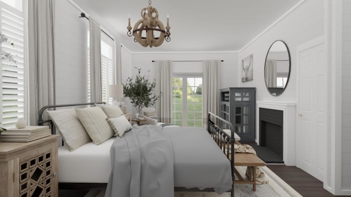Weekend Retreat: French Country Farmhouse Bedroom Design View 3 By Spacejoy
