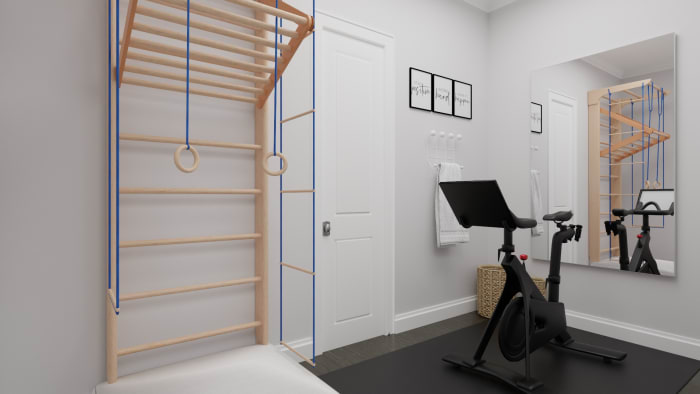 Exercise Nook + Study Space: Modern Scandinavian Study Room Design View 3 By Spacejoy