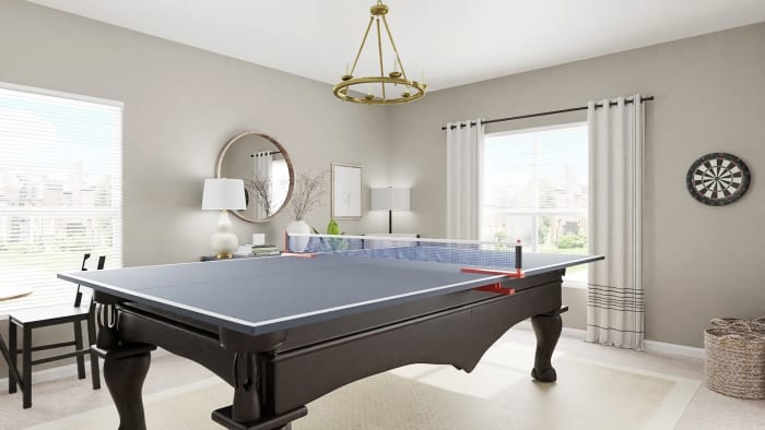 Game Room: Transitional Coastal Study Room Design View 4 By Spacejoy