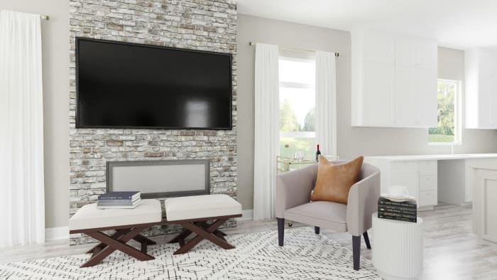 Leather Accents: Urban Modern Living Room Design View 4 By Spacejoy