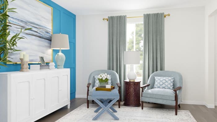 Blue Accent Wall: Traditional Home Office Design View 2 By Spacejoy