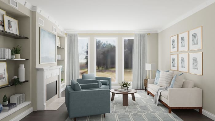 Conversational Seating: Classic Transitional Living Room Design View 3 By Spacejoy