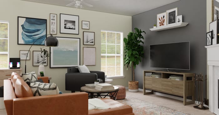 Gallery Wall: Modern Rustic Living Room Design View 2 By Spacejoy