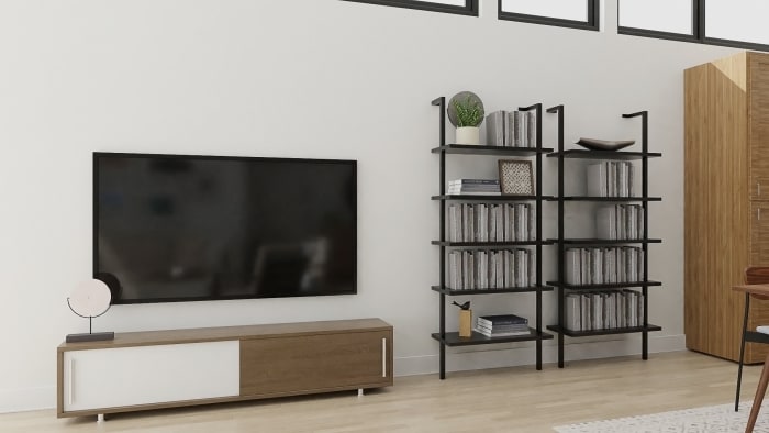 Open Plan: Urban Modern Living and Dining Room Design View 4 By Spacejoy