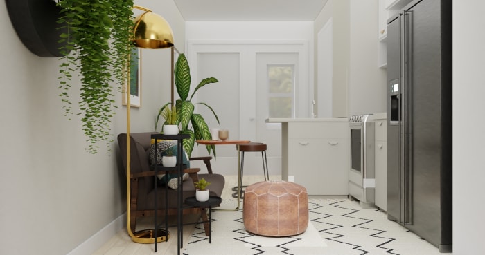 Cozy Entry Seat: Mid Century Modern Design View 3 By Spacejoy