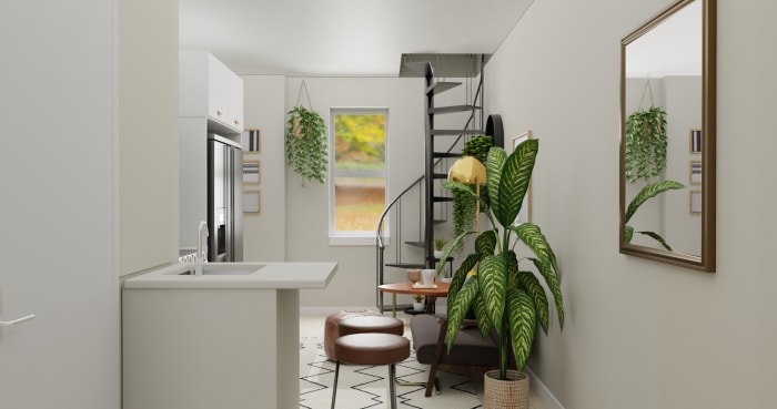 Cozy Entry Seat: Mid Century Modern Design View 4 By Spacejoy