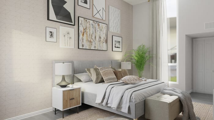Eclectic Gallery Wall: Urban Boho Bedroom Design View 3 By Spacejoy