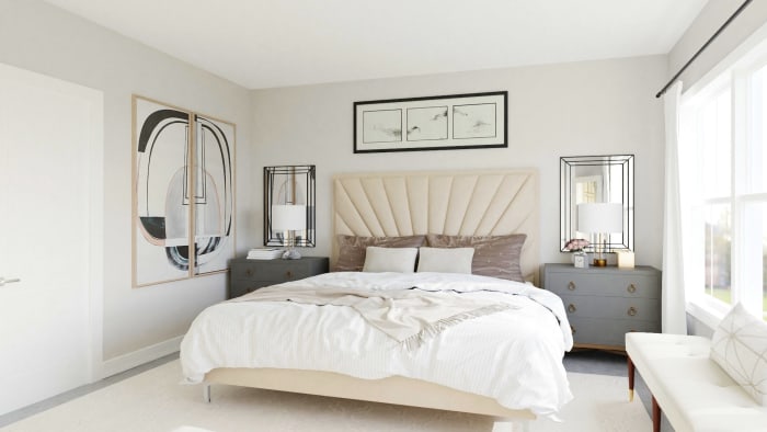 Ivory Dream: Elegant Transitional Bedroom Design View 2 By Spacejoy