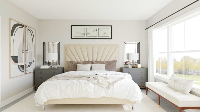 Ivory Dream: Elegant Transitional Bedroom Design View 3 By Spacejoy