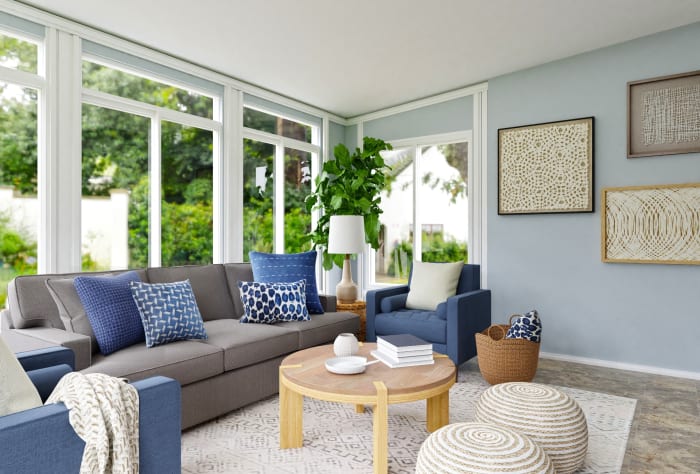Sun Room: Transitional Coastal Living Room Design View 5 By Spacejoy