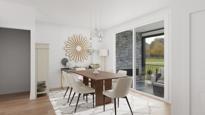 Entertainer's Haven: Modern Glam Dining Room Design View 2 By Spacejoy