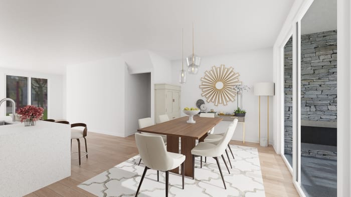 Entertainer's Haven: Modern Glam Dining Room Design View 3 By Spacejoy