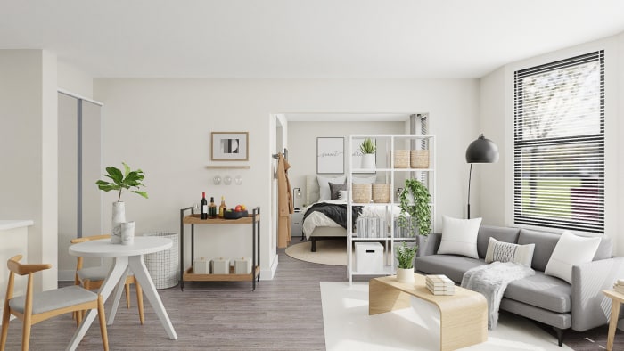 Monochromatic Space: Modern Minimalist Studio Design View 2 By Spacejoy