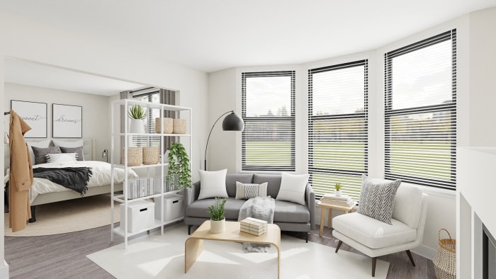 Monochromatic Space: Modern Minimalist Studio Design View 3 By Spacejoy