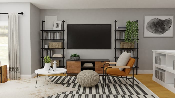 Dreamy Open Industrial Boho Living Room Design View 4 By Spacejoy