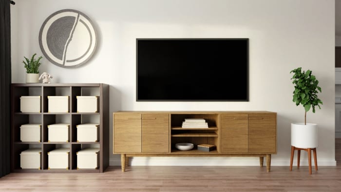 Chic Mid-Century Urban Living Room with Modern Touches Design View 3 By Spacejoy