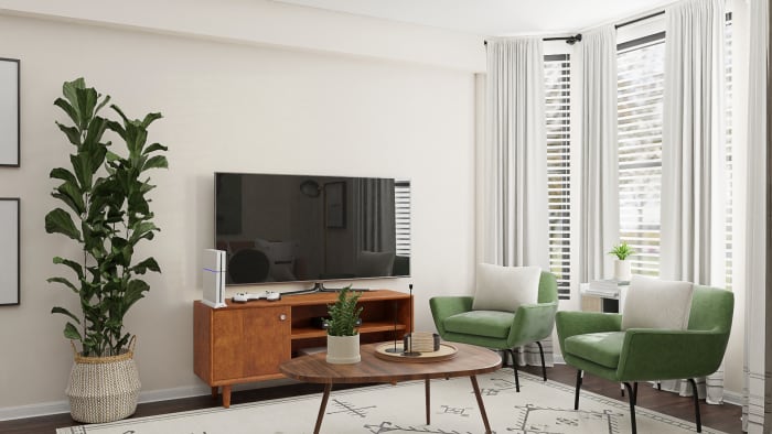 An Eclectic Mid-Century Living Room Full of Personality Design View 2 By Spacejoy