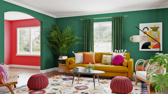 Unique Bold Living Room with Daring Boho-Eclectic Vibes Design View 5 By Spacejoy