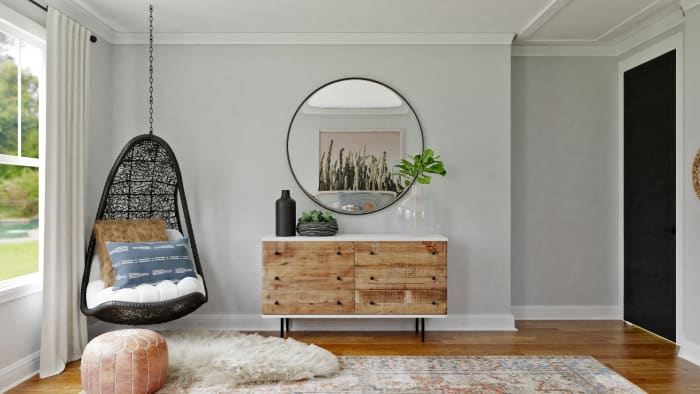 A Rustic Boho Bedroom with a Dreamy Reading Nook Design View 5 By Spacejoy