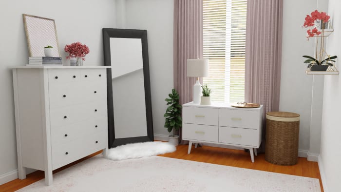 A Small Mid-Century Contemporary Bedroom Maximized with Style Design View 2 By Spacejoy