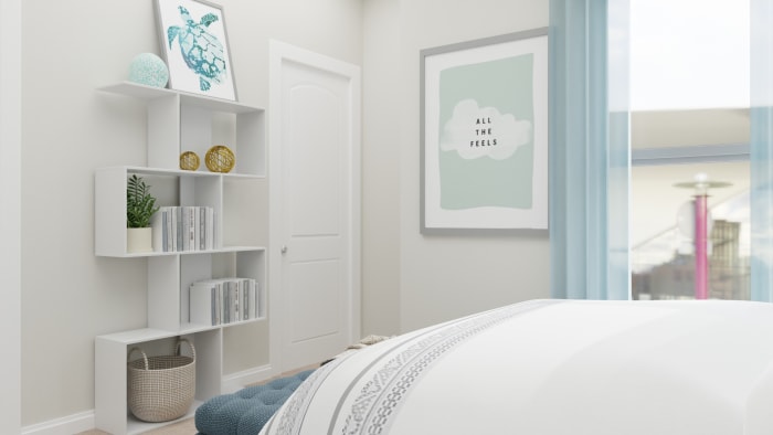 A Modern Transitional Kids Bedroom Designed for blue Dreams Design View 4 By Spacejoy