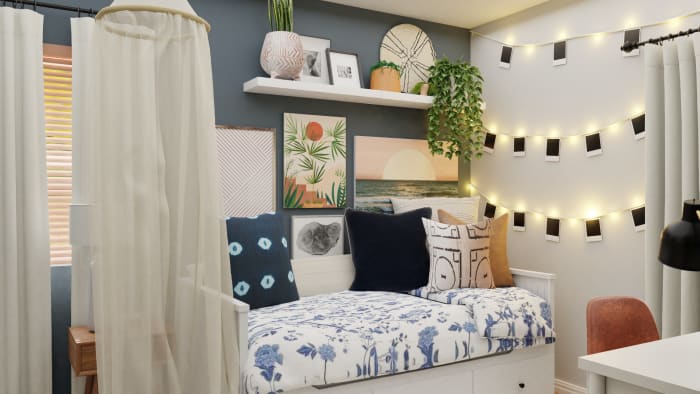 A Super Fun & Creative Boho-Eclectic Style Kids Bedroom Design View 2 By Spacejoy