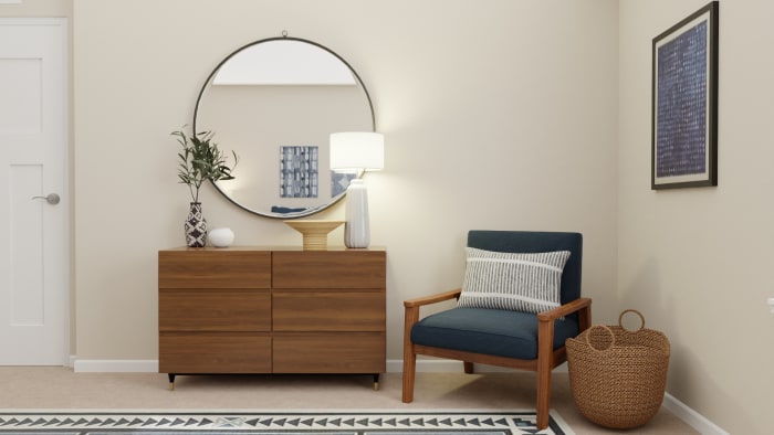 A Simple Mid-Century Rustic Bedroom for Sweet Dreams Design View 3 By Spacejoy