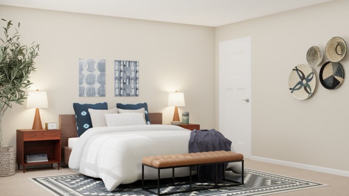 A Simple Mid-Century Rustic Bedroom for Sweet Dreams Design View 4 By Spacejoy