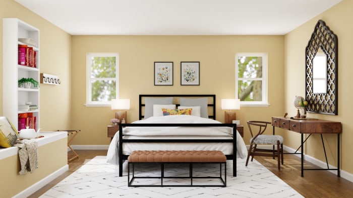 A Modern and Eclectic Bedroom with Boho Touches Design View 5 By Spacejoy