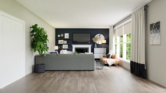 The Dark Blue Living Room of Your Dreams Design View 4 By Spacejoy
