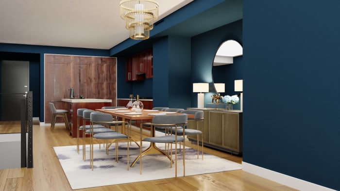A Dramatic Sophisticated Dining Room Worth It of a Magazine Design View 3 By Spacejoy