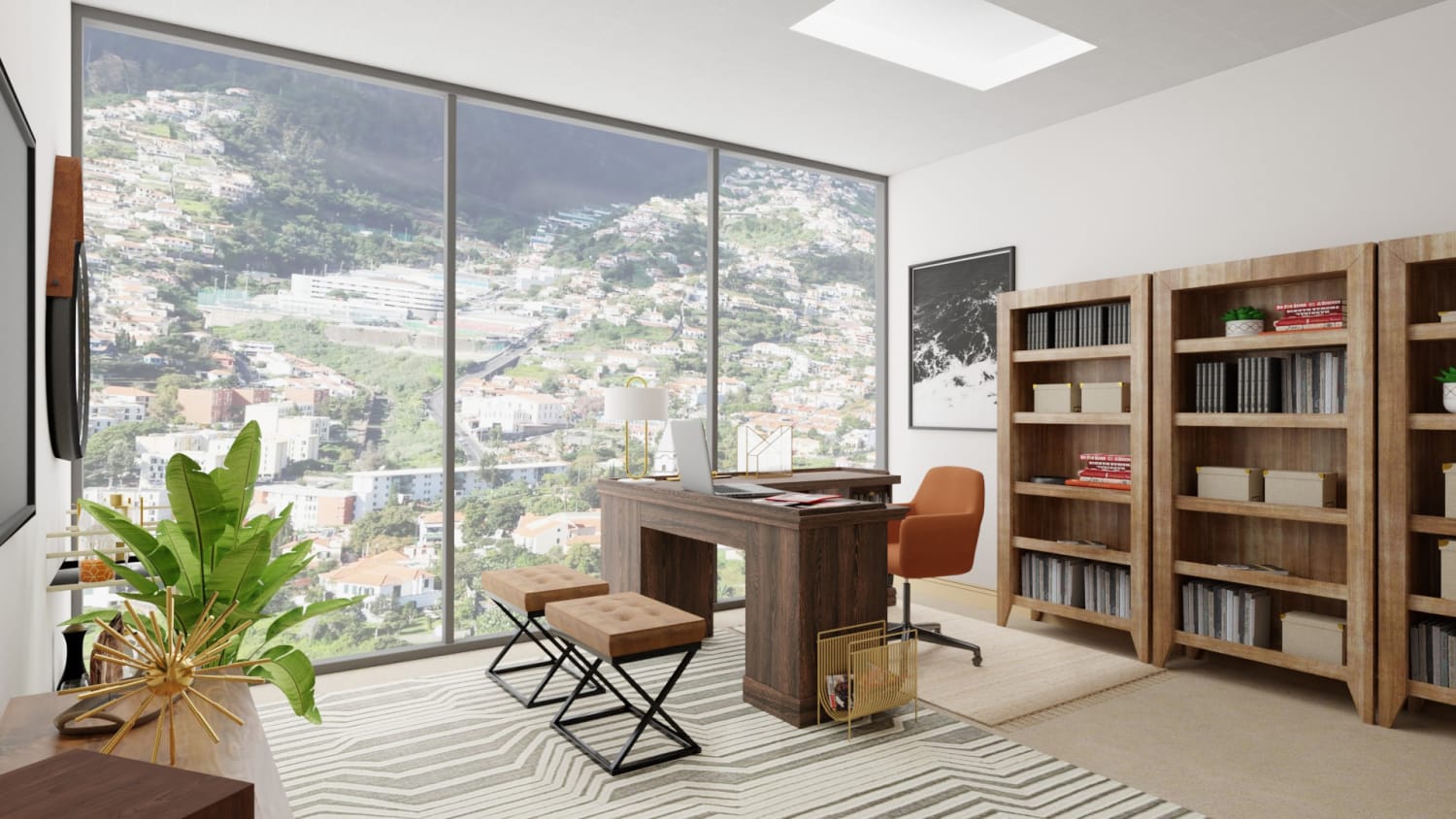 Cocoa-Colored: Modern Rustic Home Office Design By Spacejoy