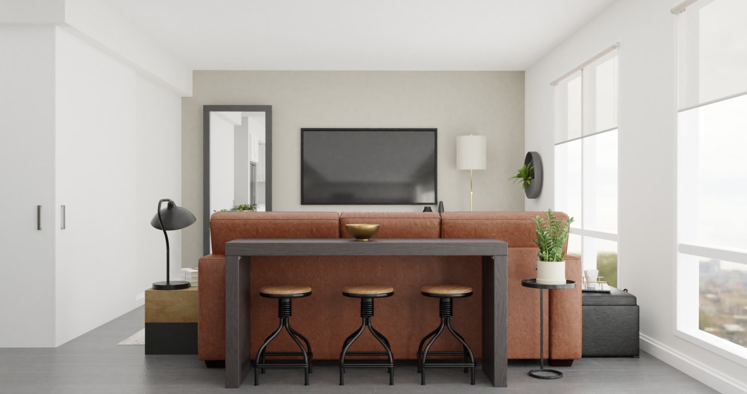 Rich Textures + Earth Tones: Modern Rustic Living Room Design By Spacejoy