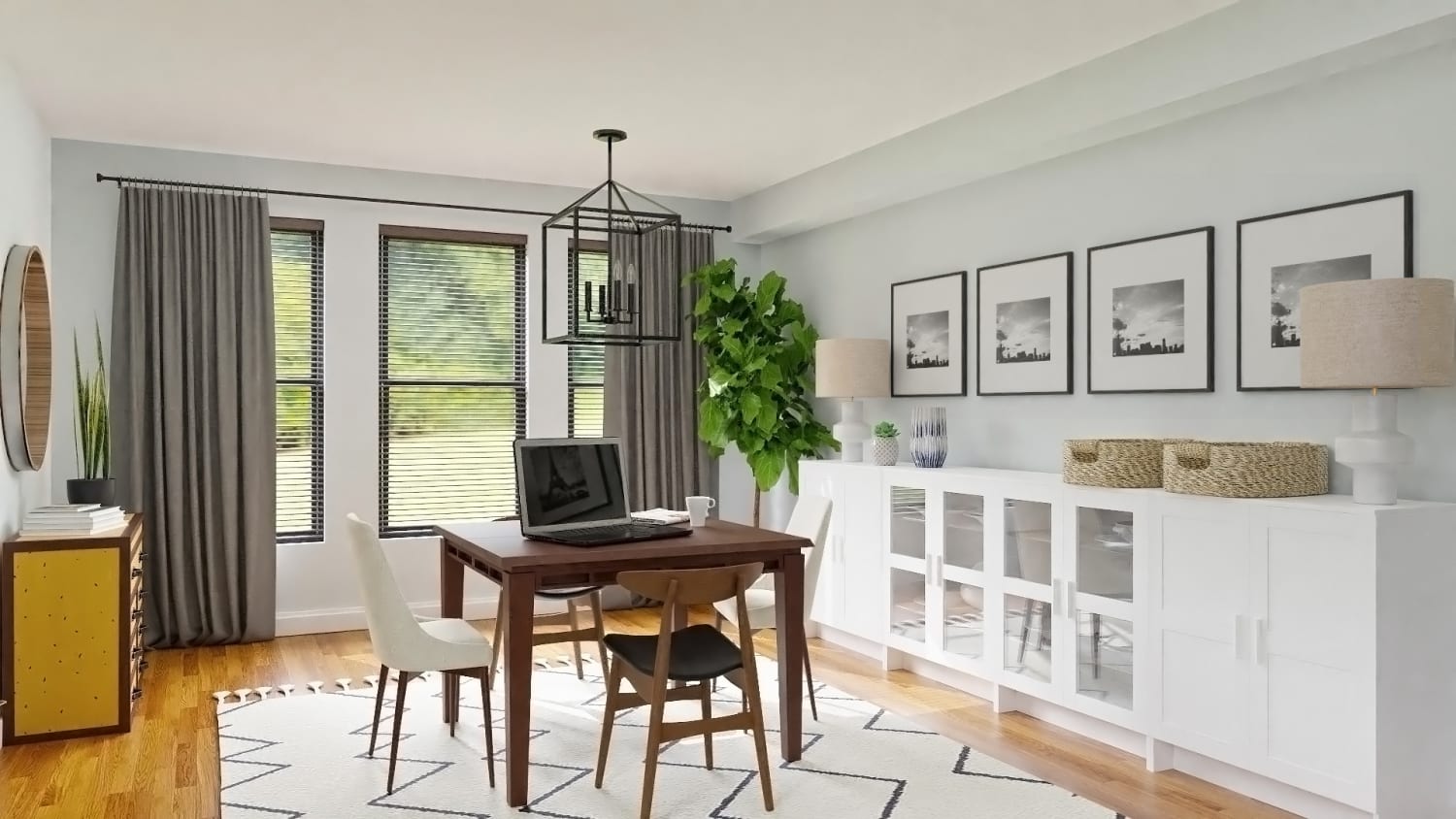 Mid Century Modern Dining Room with Gallery Design By Spacejoy