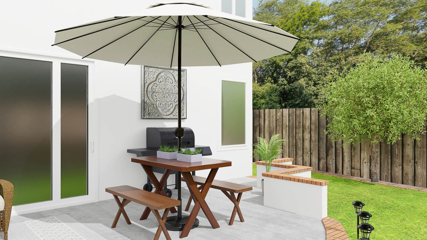 Outdoor Barbeque: Coastal Patio Design By Spacejoy