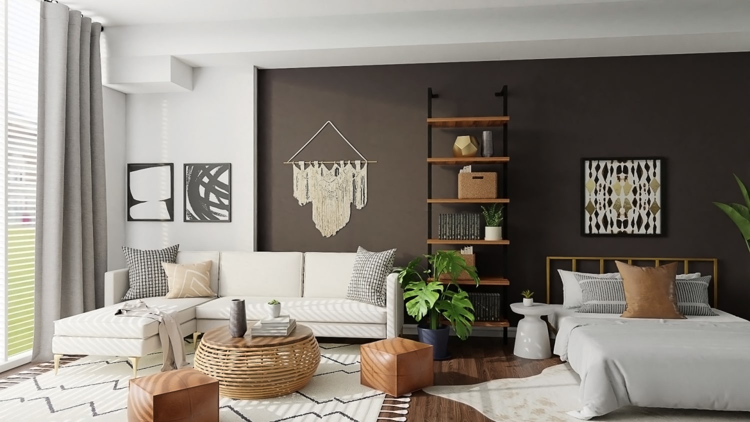 Statement Charcoal: Modern Boho Studio Design By Spacejoy