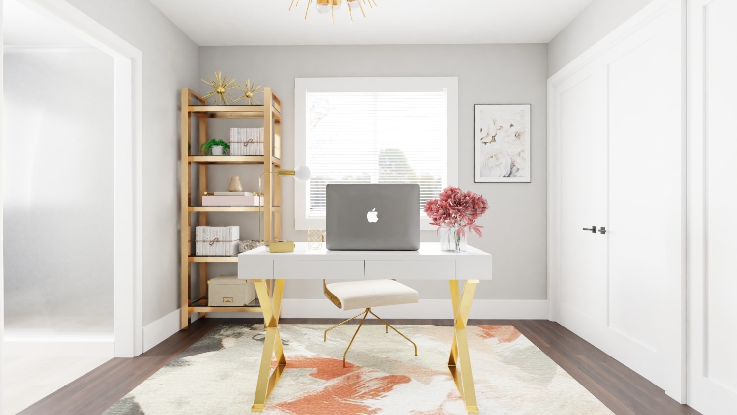 Feel Inspired with this Glam-Style Home Office Design By Spacejoy