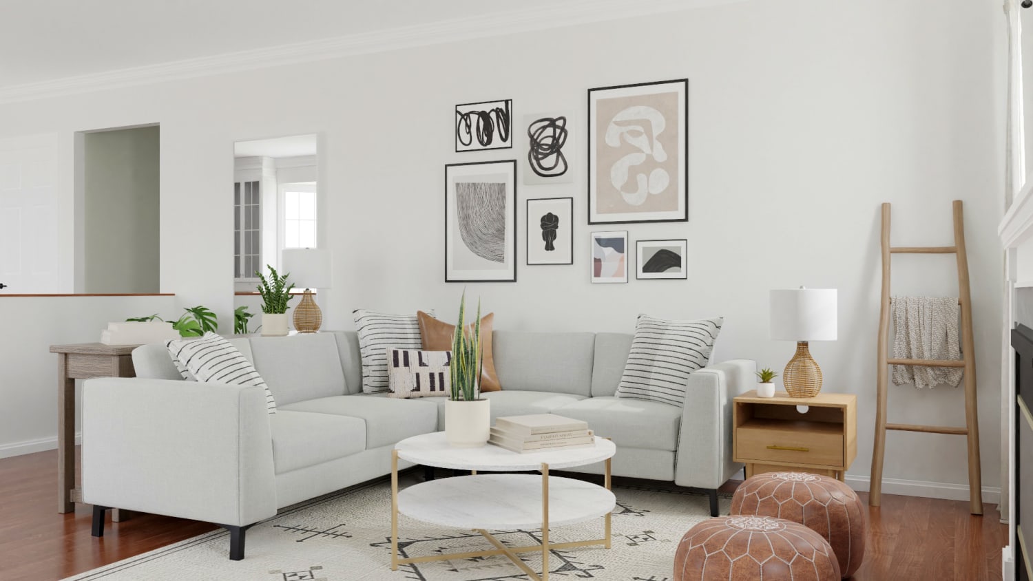 Kids Friendly Neutral Farmhouse Styled Living Room Design By Spacejoy