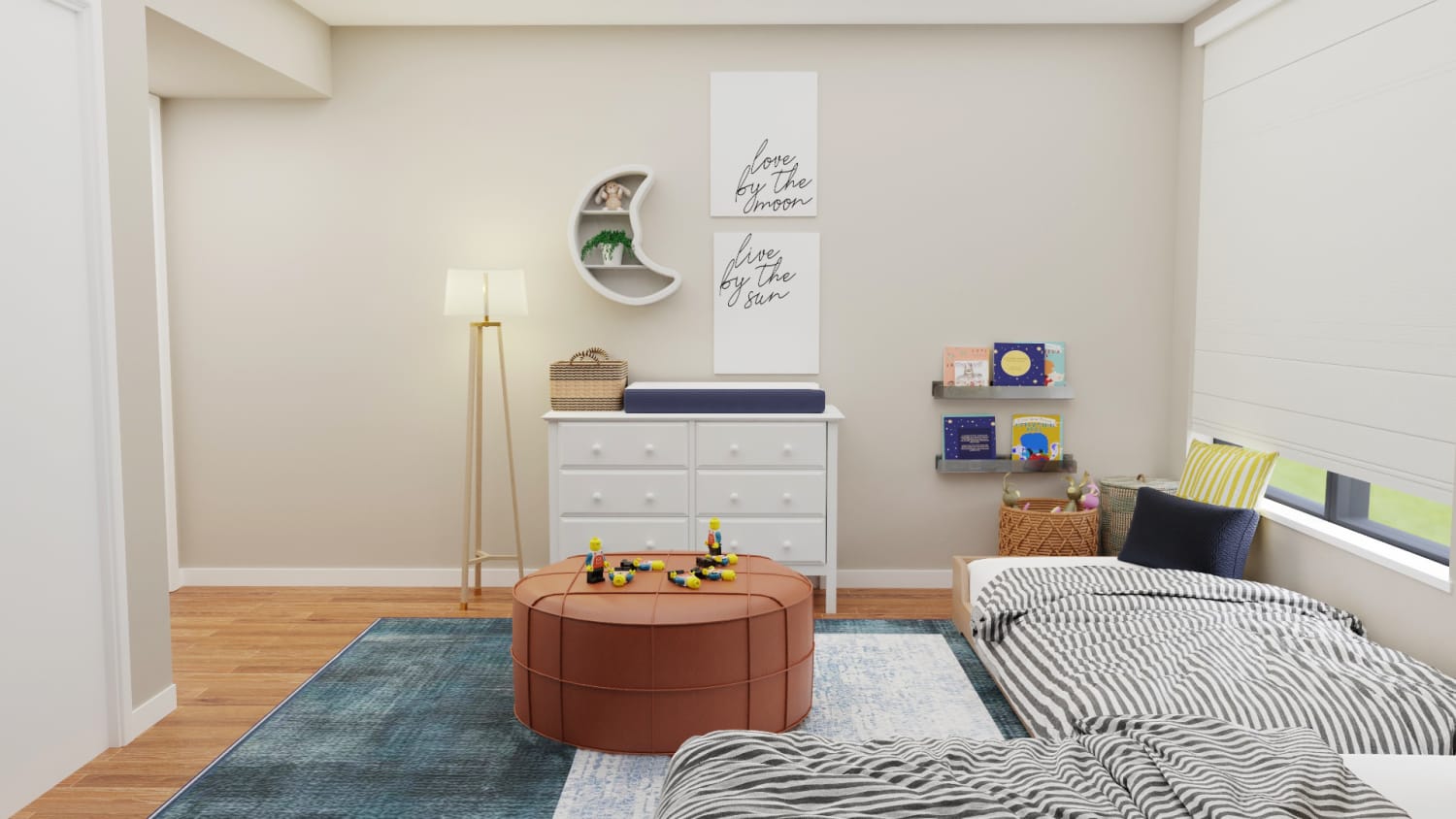 Astrology-Inspired Kid's Bedroom with Plenty of Play Area Design By Spacejoy