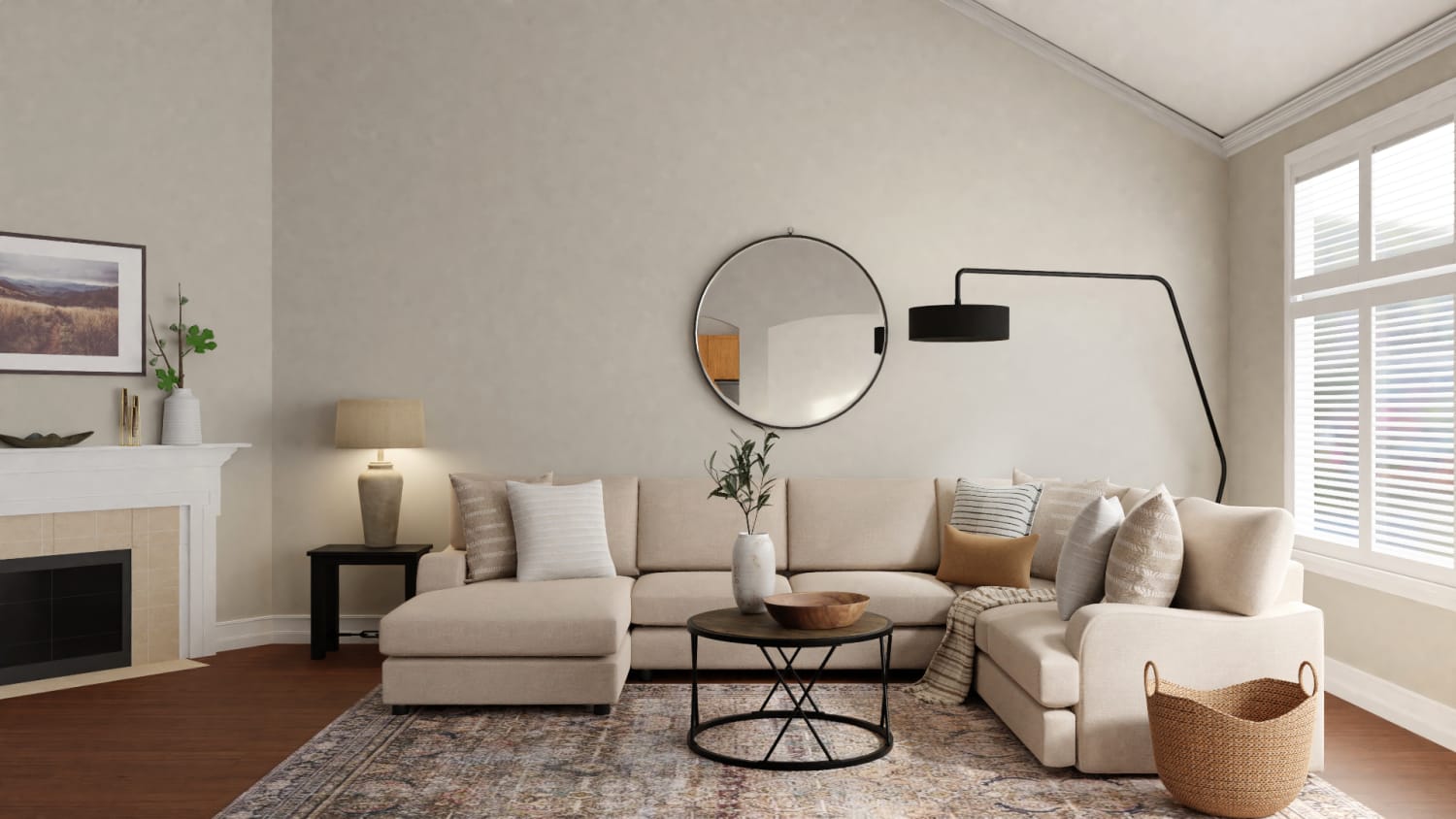 Feel Calm in This Transitional Boho Living Room Design By Spacejoy