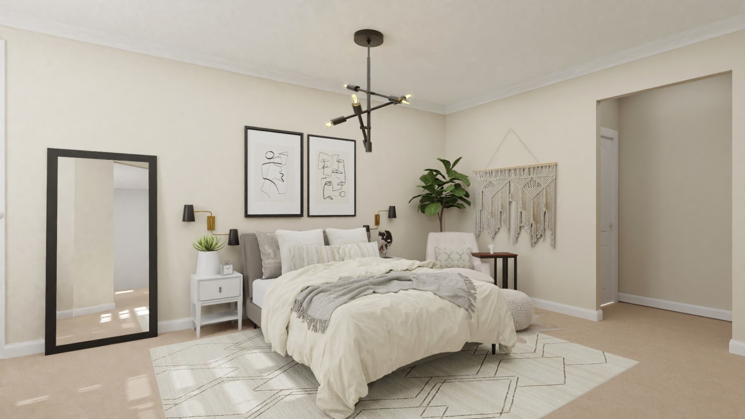 A Modern Hotel-Style Bedroom Oasis Design By Spacejoy