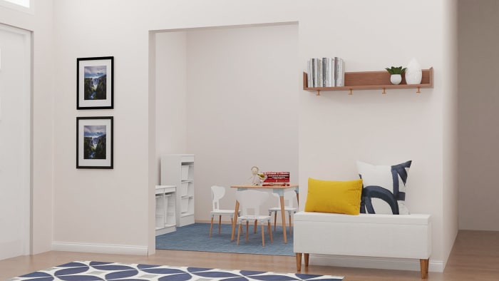 A Contemporary Entryway with Extra Storage & Mid-Century Vibes Design View 3 By Spacejoy