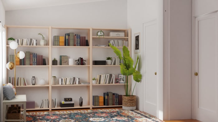 Extra Storage Space: Elegant Eclectic Office Design View 3 By Spacejoy