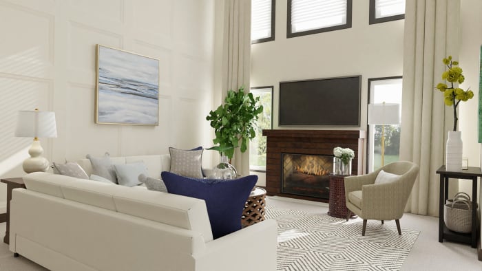 Soft Soothing Neutrals with Coastal Vibes: Classic Traditional Living Room Design View 3 By Spacejoy