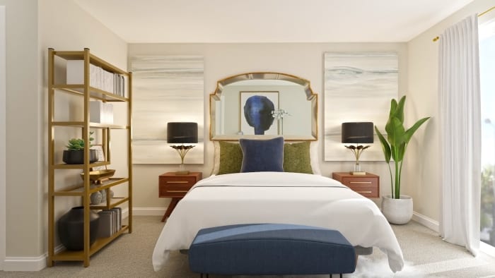 Jewel Tones: Elegant Glam Bedroom Design View 3 By Spacejoy