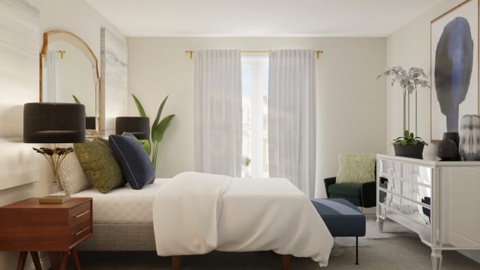 Jewel Tones: Elegant Glam Bedroom Design View 4 By Spacejoy