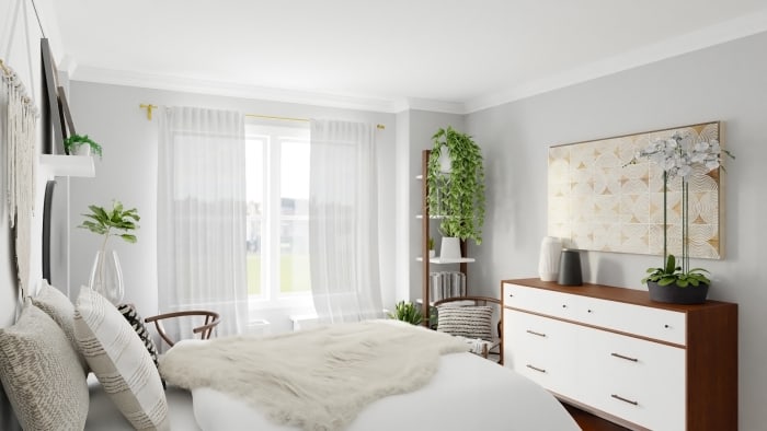 Monochromatic Color Palette: Boho Eclectic Bedroom Design View 5 By Spacejoy
